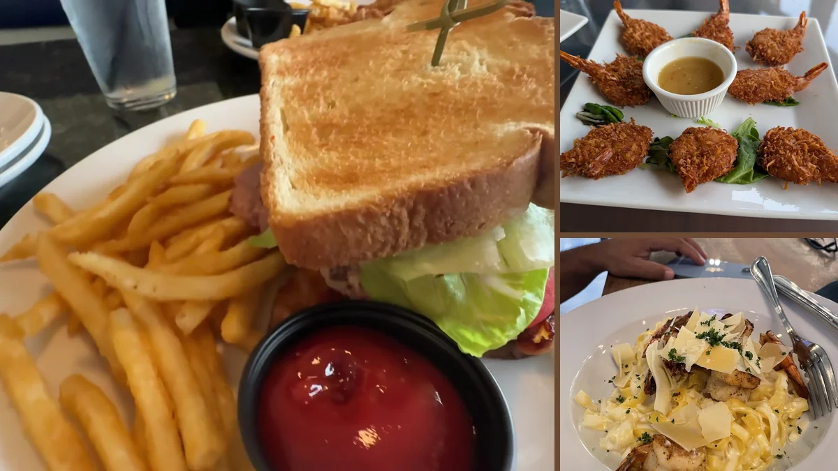 Lakeside dining room with wide water views.