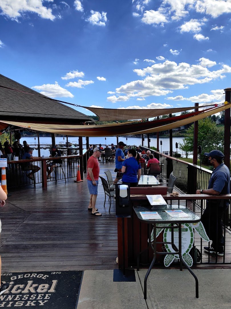Lakeside dining room with wide water views.